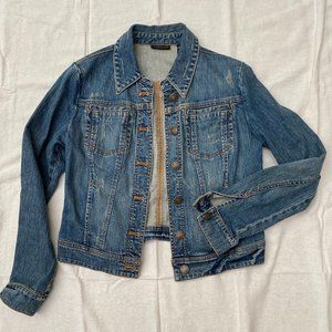 New York & Company Vintage Wash Lightly Distressed Denim Jacket
